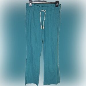 NWT Roxy Teal Drawstring Linen Pants.  Women’s XS